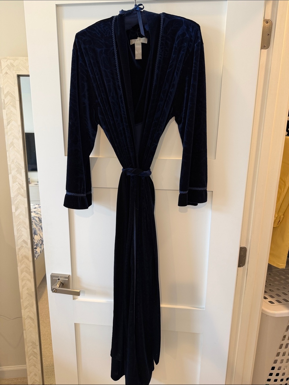 Velvet Long Robe - Navy Blue Women's Intimate